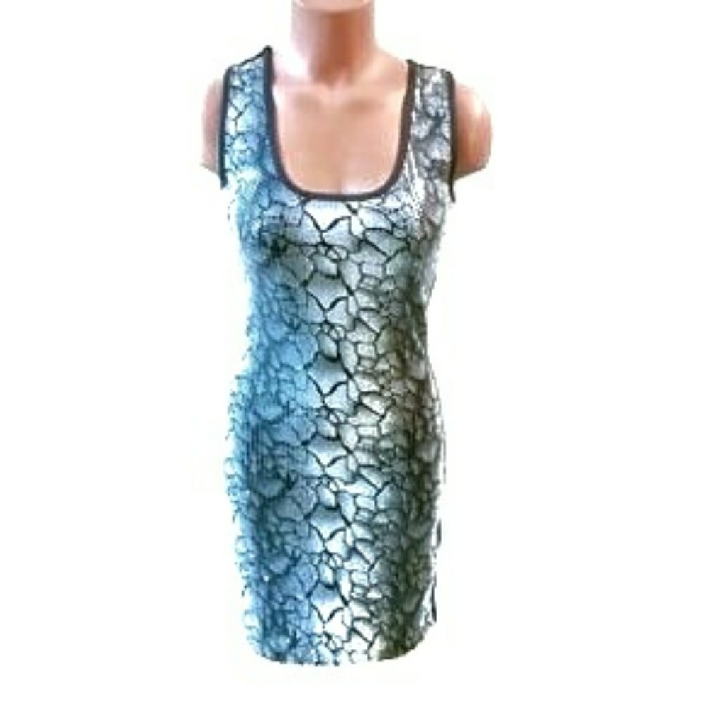 Esti Couture Sequin Snakeskin Gray Bodycon Dress S